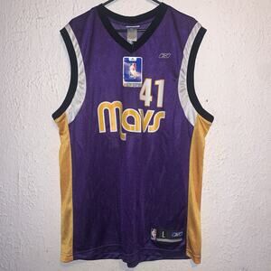 Vintage NBA Dallas Mavericks Dirk Nowitzki Lakers Colorway Reebok Jersey L NWT